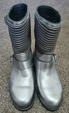 UN United Nude Silver Metalic Leather Boots Size 6UK (Pre-owned)