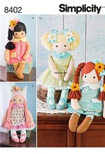 SIMPLICITY 8402 STUFFED DOLLS WITH CLOTHES Sewing Pattern 4 Dolls Skill: AVERAGE