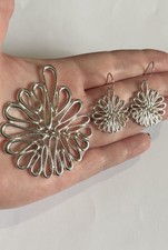 Genuine Malcom Gray Ortak Solid Sterling Silver Statement Pendant & Earrings 47g