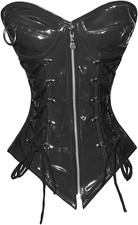 Over bust Steel boned Black PVC Zip new style new body shaper fitness Corsets
