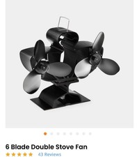 VonHaus 6-Blade Stove Fan Fireplace Wood Burner Log Heater Fan Energy Efficient