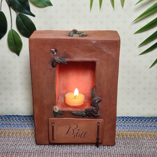 Handmade terracotta tealight - terracotta,