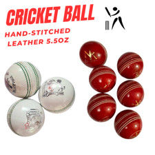 Cricket Leather Ball 5.5oz Grade A Hand Stitched Red White Cricket Hard Balls