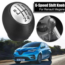 6 Speed Gear Shift Knob PU Leather Aluminium For Renault Megane Clio Laguna 