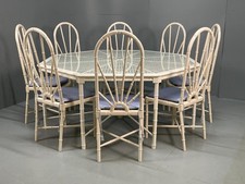 White bamboo dining table - bamboo, &