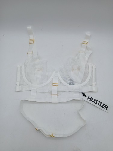 Hustler white lace cage bra - hustler, uk