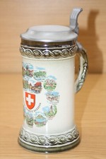 Vintage Collectable Breweriana - Ceramic Stein with Metal Lid - Gerzit Genz