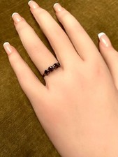 Elegant Antique Georgian Flat-Cut Garnet Half Hoop 9K Band - Circa 1800