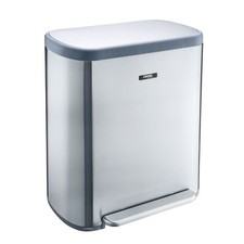 Dual Compartment Recycling Pedal Bin 60L Stainless Steel Kitchen Waste Dustbin
