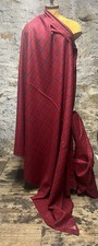 2 Metres 100% Pure Wool red Tweed Check Fabric, 5% Cashmere Woven Uk Yorkshire