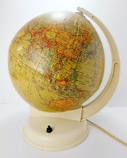 Rare Vintage Illuminated Geographia Desktop 10”  Terrestrial Globe Office Desk