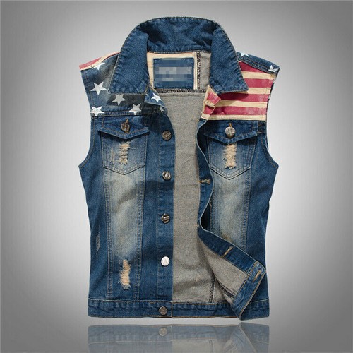 Mens denim jacket hippy biker - denim,