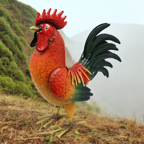 Large metal red cockerel - large,