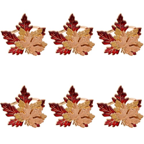 6pcs alloy napkin rings maple - napkin,