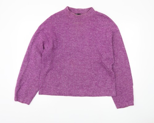 Zara women purple mock - purple, neck