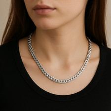 Platinum Curb Chain Necklace 1mm Solid 950 Hallmark