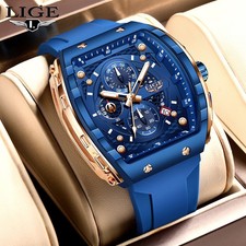 LIGE Mens Sports Diver Watch