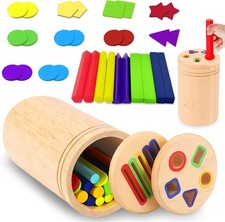 Montessori Wooden Toys for 1 2 3 Years Boys Girls,Wooden Color Sorting & Develo