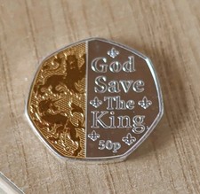 50p coin Isle of Man BU dual plated God Save the King 2023