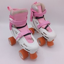 SFR Storm Quad Racing Roller Skates UK3-UK6 Girls White Pink with Bag FLT-FPL