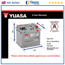 Car Battery YBX5012 Yuasa 012