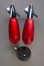 2 x Vintage Retro BOC Sparklets Cherry Red Soda Siphon Syphons