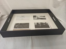 Personalised Black Wooden Photo Tray for 4 Custom Photographs Size 17"x13"x2.5"