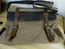 Vintage Brown Canvas & Leather KATTEE Hand Bag Document Portfolio Briefcase