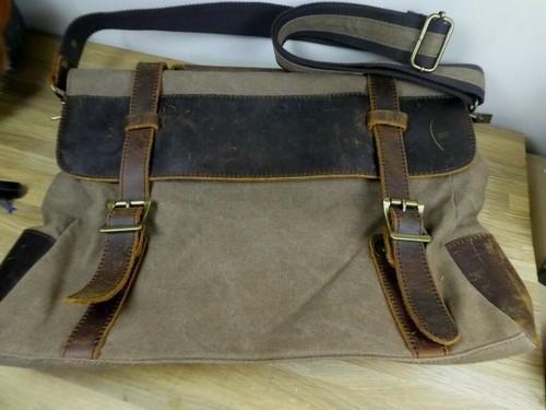Vintage brown canvas leather - brown, &