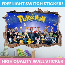 POKEMON HOLE IN WALL STICKER PERSONALISED DECAL DECOR KIDS BEDROOM DECORATION