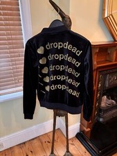 Drop Dead black velvet bomber jacket size 12 Love Drop Dead