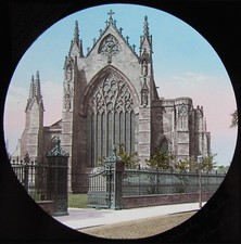 HAND COLOURED Glass Magic Lantern Slide CARLISLE CATHEDRAL C1890 VICTORIAN PHOTO
