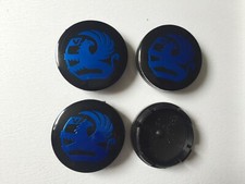 4x Vauxhall Wheel Centre Cap Alloy Center Caps 3D Logo 56mm 5.6cm Black / Blue