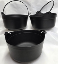 3 Black Plastic Cauldron