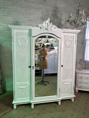 French armoire painted cottage - french,