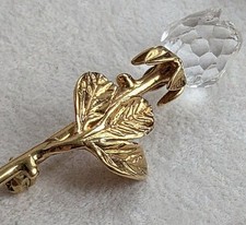 Genuine Swarovski Vintage Crystal Rose Brooch/Pin Gold Tone Plated Swan Signed