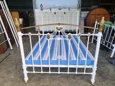 Antique Victorian cast iron double bed frame and base