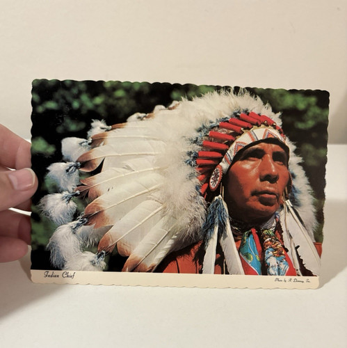 Vtg indian chief postcard - vtg,