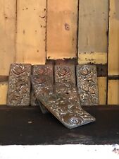 Antique Reclaimed Set of 7 Embossed Brass Finger Door Plates Door Furniture