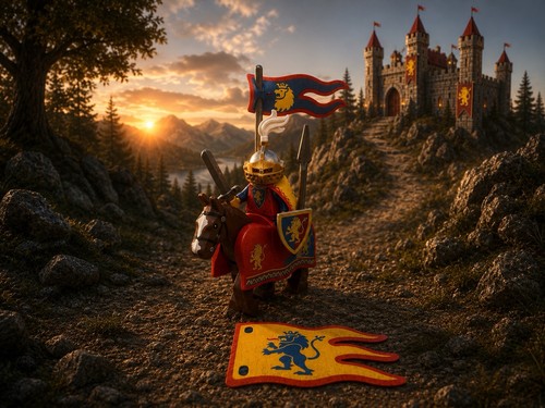 Lego knight and horse from - and,