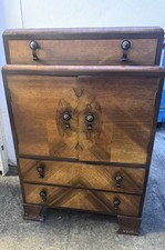 Art Deco Bur Walnut Tall boy Cupboard Drawers