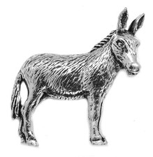 Donkey Pin Badge (Artisan English Silver Pewter Brooch in gift pouch)