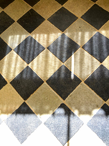 Lime stone checkerboard square - stone,