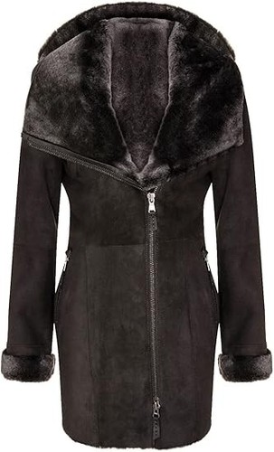 Women suede shearling - suede, coat