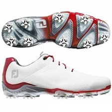 NEW FootJoy [10] Wide Men’s DNA FJ Spikes Golf Shoes-White/Fire Red 53424