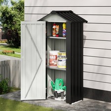 Metal Garden Storage Box Cabinet Waterproof Small Tool Shed with Doors & Shelves