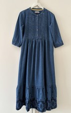 New Ex Brakeburn Embroidered Denim Midi Dress Sizes 10-20
