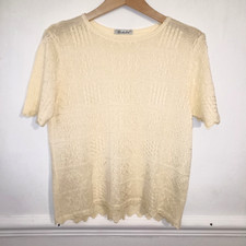 Berkertex Womens Jumper Yellow Size UK 14 16 Pastel Knit Vintage Cottagecore