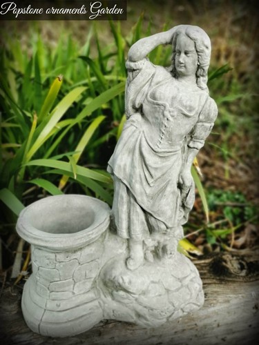 Lady with planter pot statue - pot,