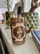 Antique Tibetan Bird & Fish Perfume Bottle with Stopper, Spoon and Chain